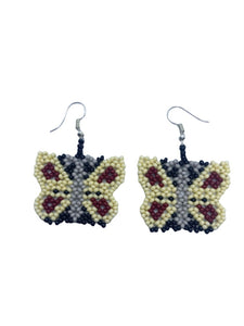 Butterfly Drop Earrings (White/Grey)